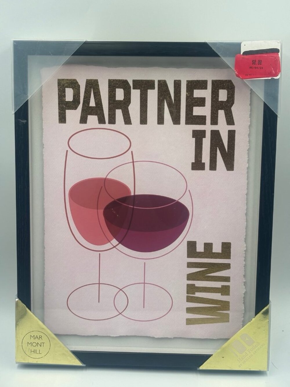 Marmont Hill Partner In Wine Framed Art Hand Foiled Gold Print